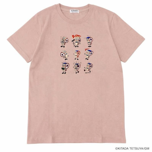 P-CHAN 9連キャラクタープリント 半袖Tシャツ PINK BEIGE