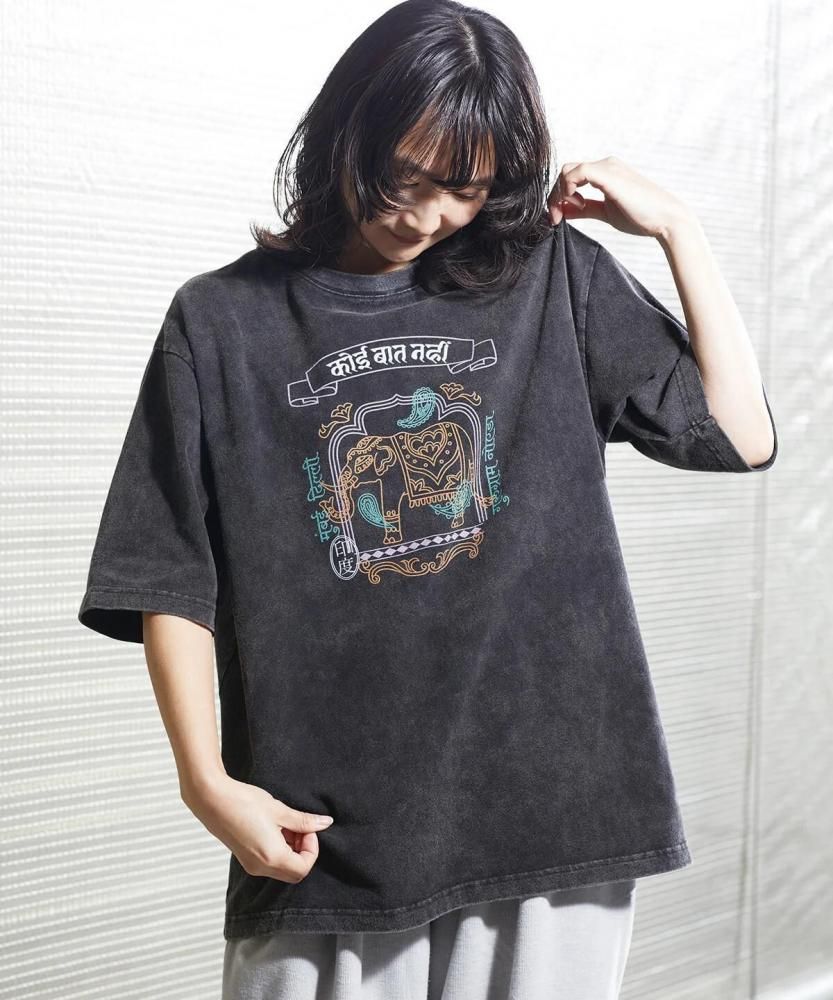 MYUUA INDIA ELEPHANT 半袖 ヴィンテージ風 Tシャツ