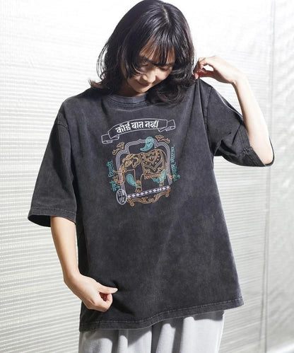 MYUUA INDIA ELEPHANT 半袖 ヴィンテージ風 Tシャツ