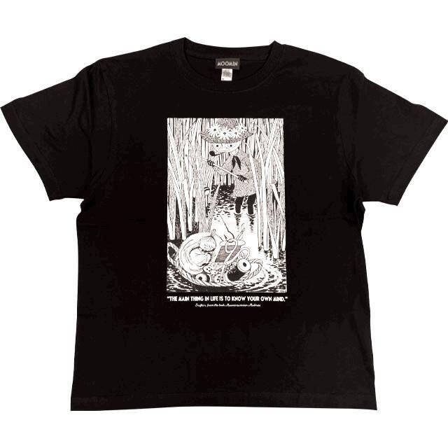 ムーミン 80th プレミアム小説Tシャツ 夏祭り(スナ&ミイ) Tシャツ 半袖 BLACK