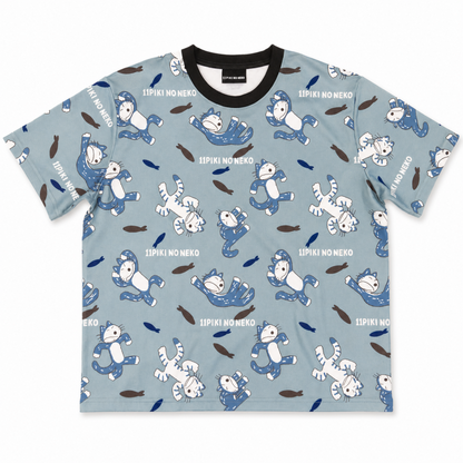 11ぴきのねこ ドライメッシュ Tシャツ びっくり BLUE