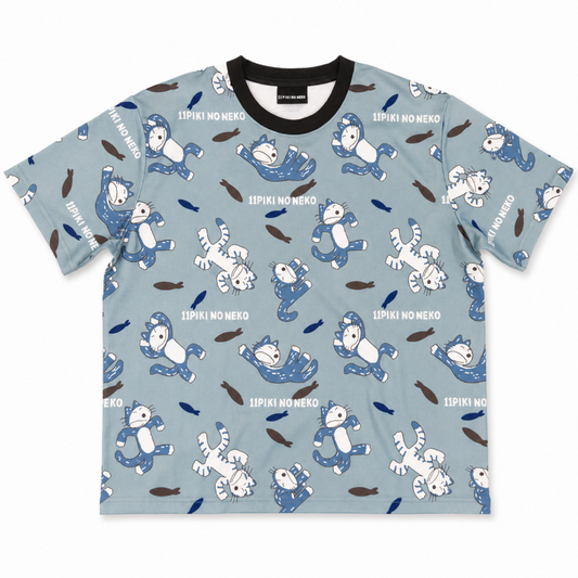 11ぴきのねこ ドライメッシュ Tシャツ びっくり BLUE