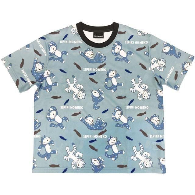 11ぴきのねこ ドライメッシュ Tシャツ びっくり BLUE