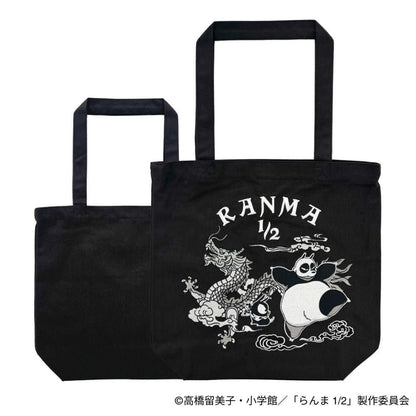 らんま1/2 トートバッグ 早乙女玄馬 Pちゃん 響良牙 龍柄 刺繍 BLACK