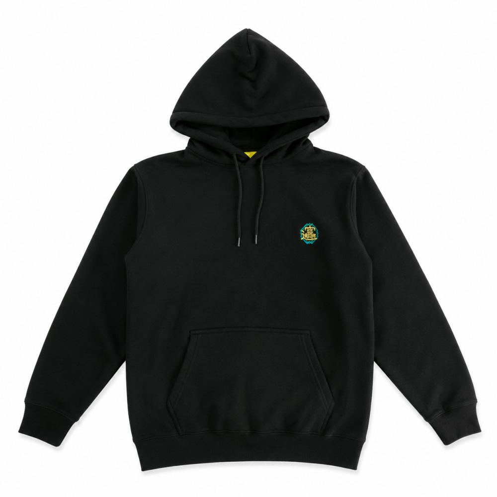 MYUUA CHINA ドラゴンGOODLUCK フーディ パーカー BLACK