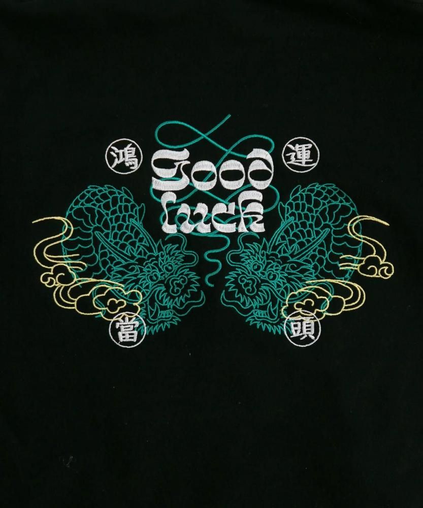 MYUUA CHINA ドラゴンGOODLUCK フーディ パーカー BLACK