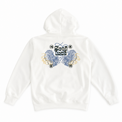 MYUUA CHINA ドラゴンGOODLUCK フーディ パーカー WHITE