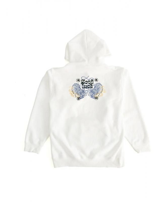 MYUUA CHINA ドラゴンGOODLUCK フーディ パーカー WHITE