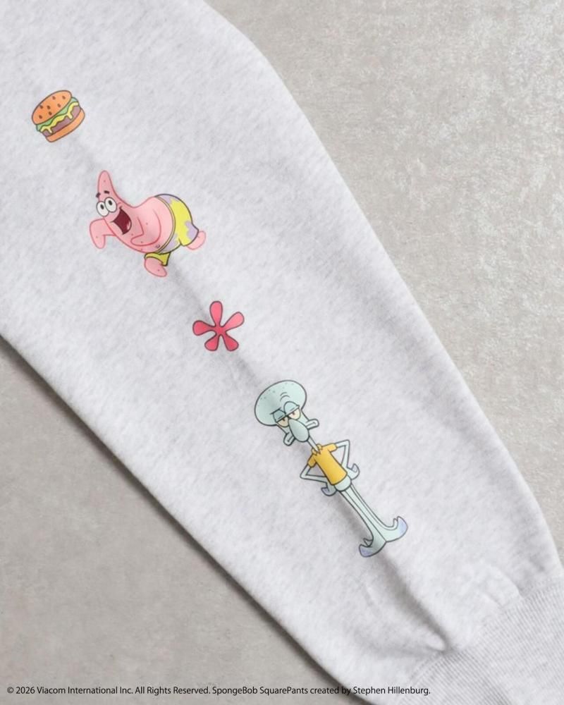 スポンジ・ボブ サガラ刺繍 袖プリント スウェット Gray