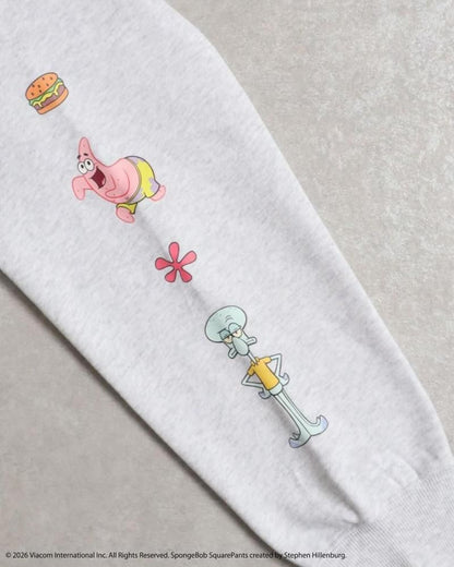 スポンジ・ボブ サガラ刺繍 袖プリント スウェット Gray