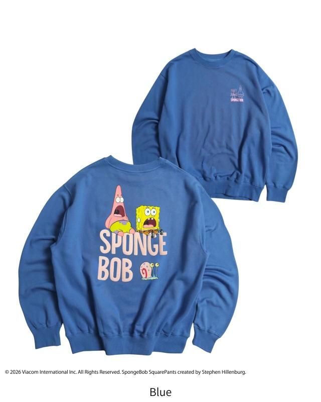 スポンジ・ボブ 発砲ロゴ スウェット Blue