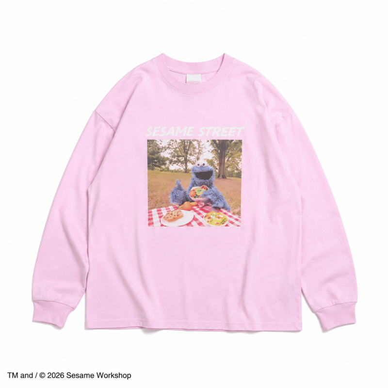 セサミストリート 袖プリント ロンT Pink