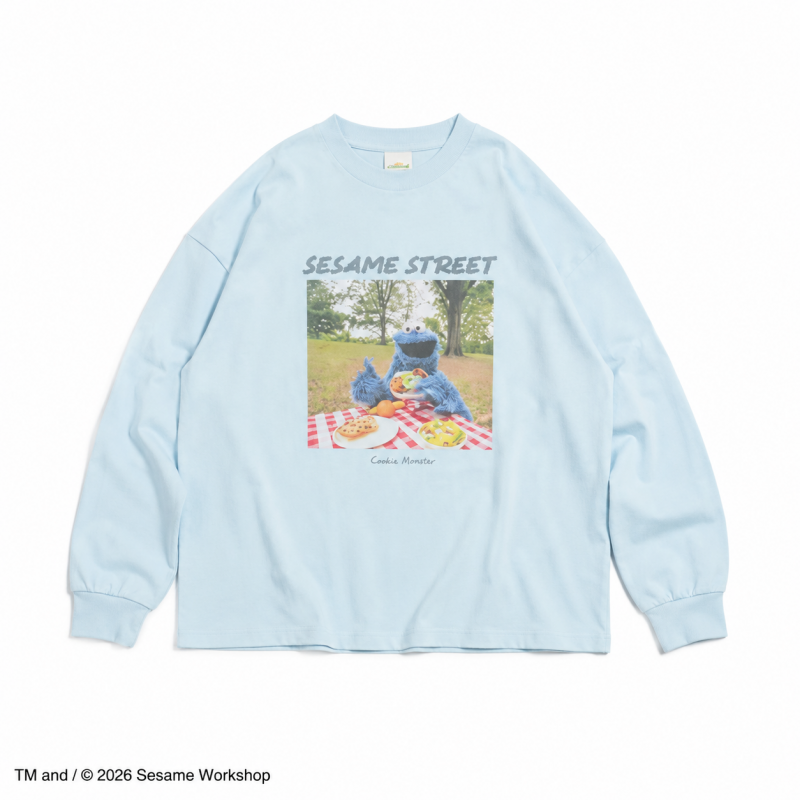 セサミストリート 袖プリント ロンT Blue