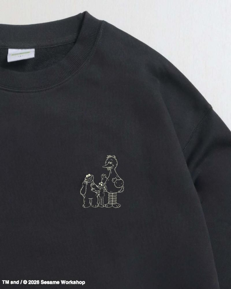 セサミストリート カスレプリント スウェット Charcoal