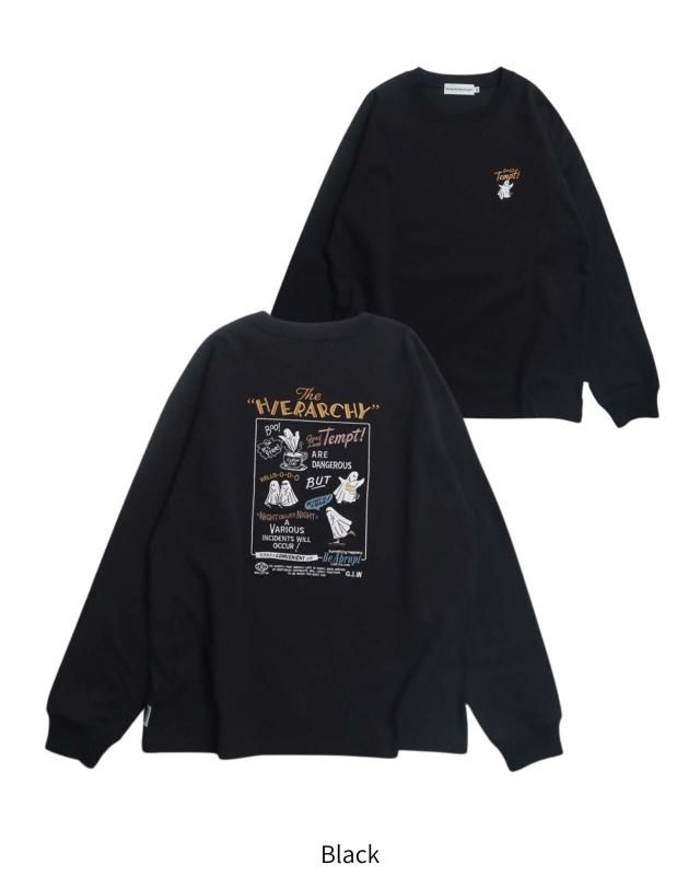 POWER TO THE PEOPLE オバケ刺繍 ロンT Black