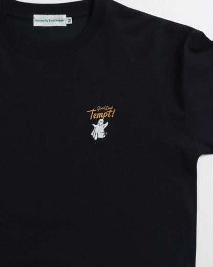 POWER TO THE PEOPLE オバケ刺繍 ロンT Black