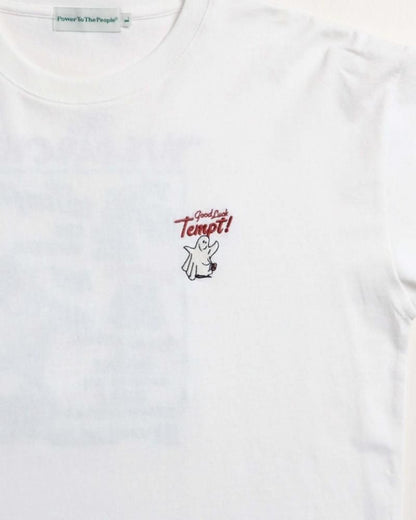 POWER TO THE PEOPLE オバケ刺繍 ロンT White