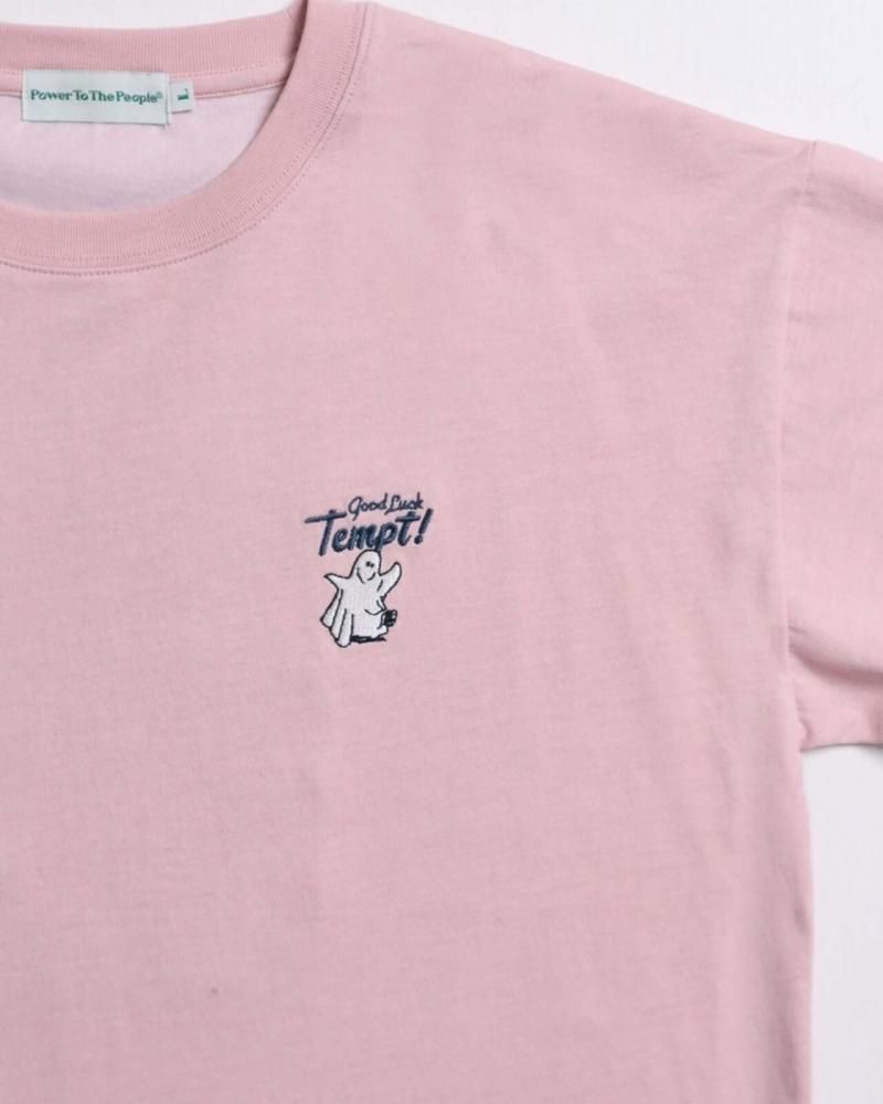 POWER TO THE PEOPLE オバケ刺繍 ロンT Pink