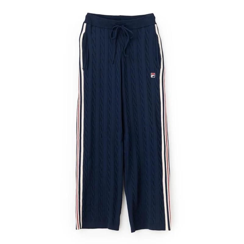 FILA CABLE KNIT TRACK PANTS / ケーブルニット トラックパンツ レディース NAVY