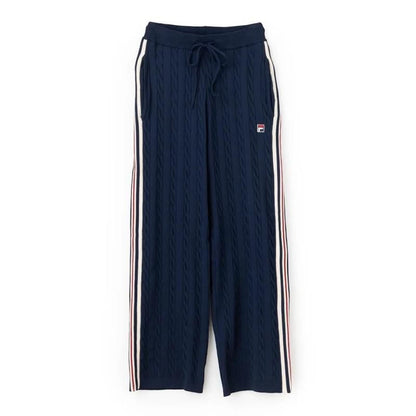 FILA CABLE KNIT TRACK PANTS / ケーブルニット トラックパンツ レディース NAVY