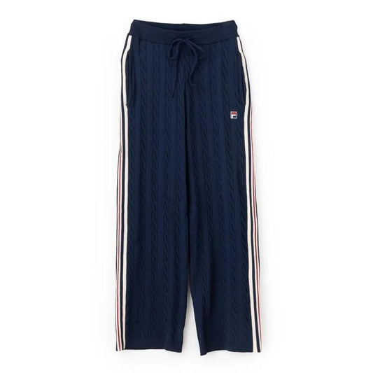 FILA CABLE KNIT TRACK PANTS / ケーブルニット トラックパンツ レディース NAVY