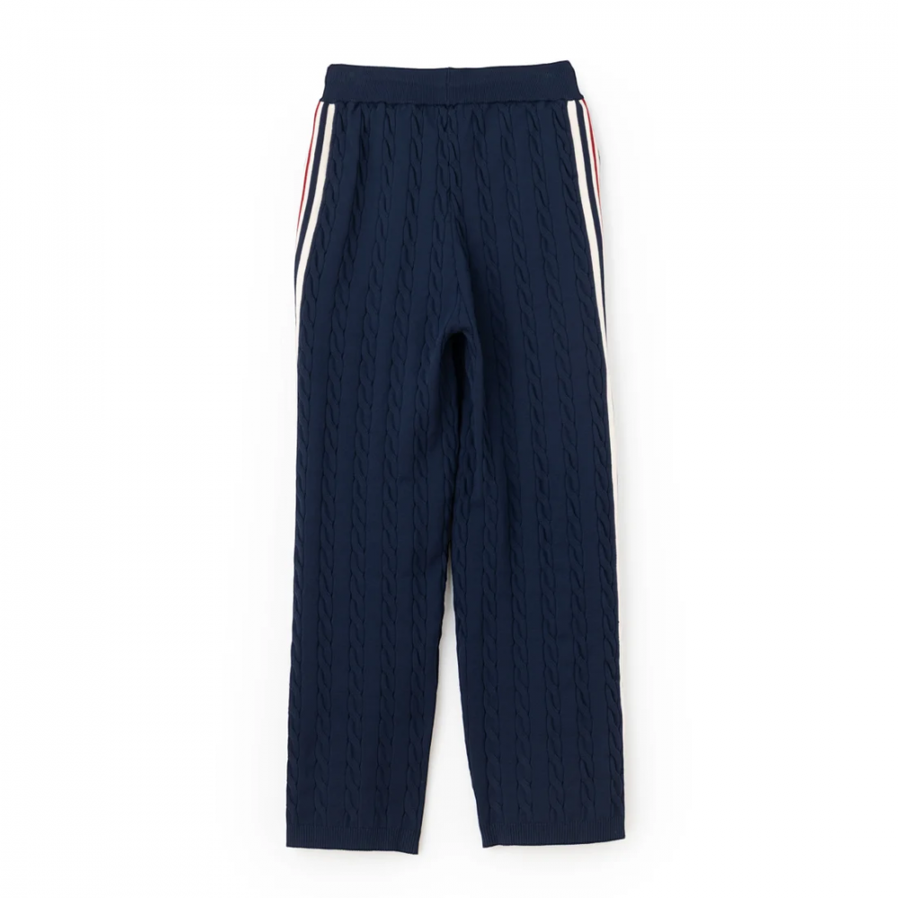 FILA CABLE KNIT TRACK PANTS / ケーブルニット トラックパンツ レディース NAVY