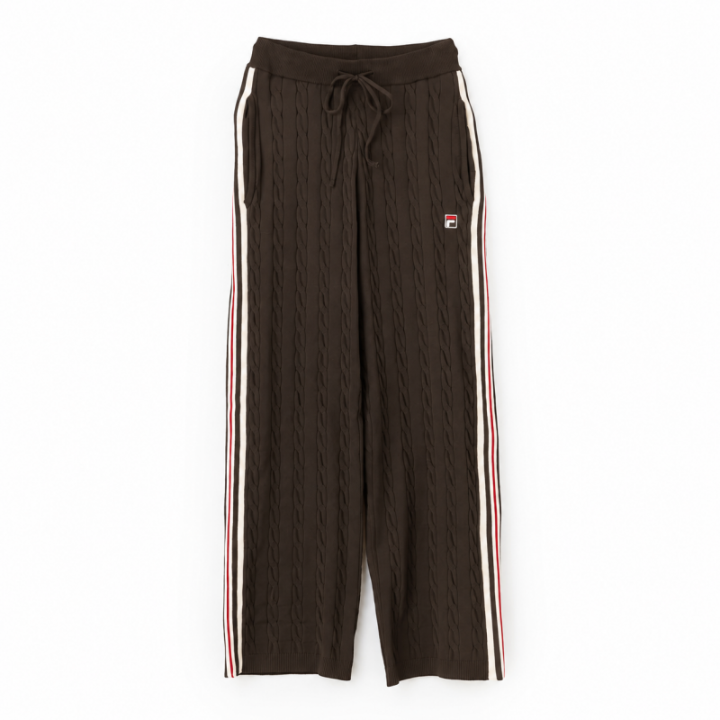 FILA CABLE KNIT TRACK PANTS / ケーブルニット トラックパンツ レディース BROWN