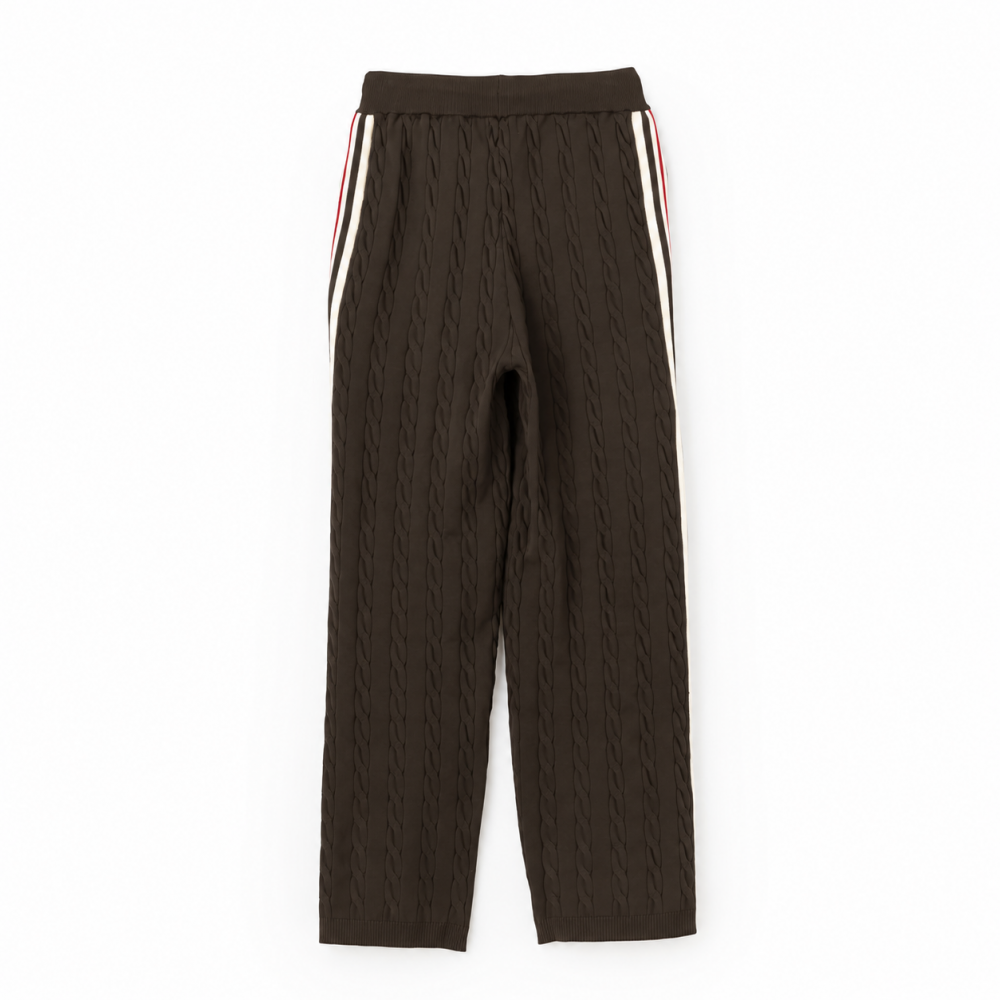 FILA CABLE KNIT TRACK PANTS / ケーブルニット トラックパンツ レディース BROWN