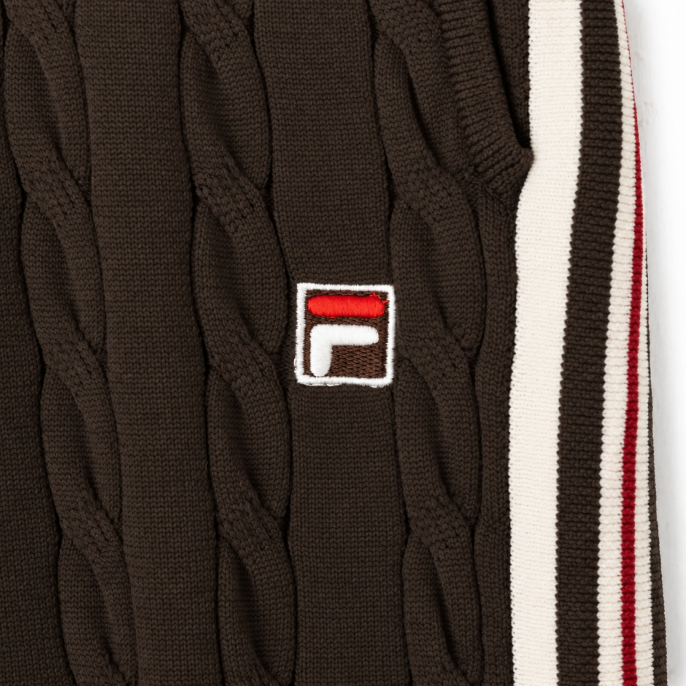 FILA CABLE KNIT TRACK PANTS / ケーブルニット トラックパンツ レディース BROWN