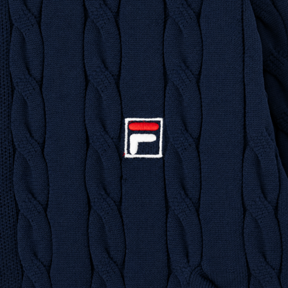 FILA CABLE KNIT TRACK TOP / ケーブルニット トラックトップ レディース  NAVY