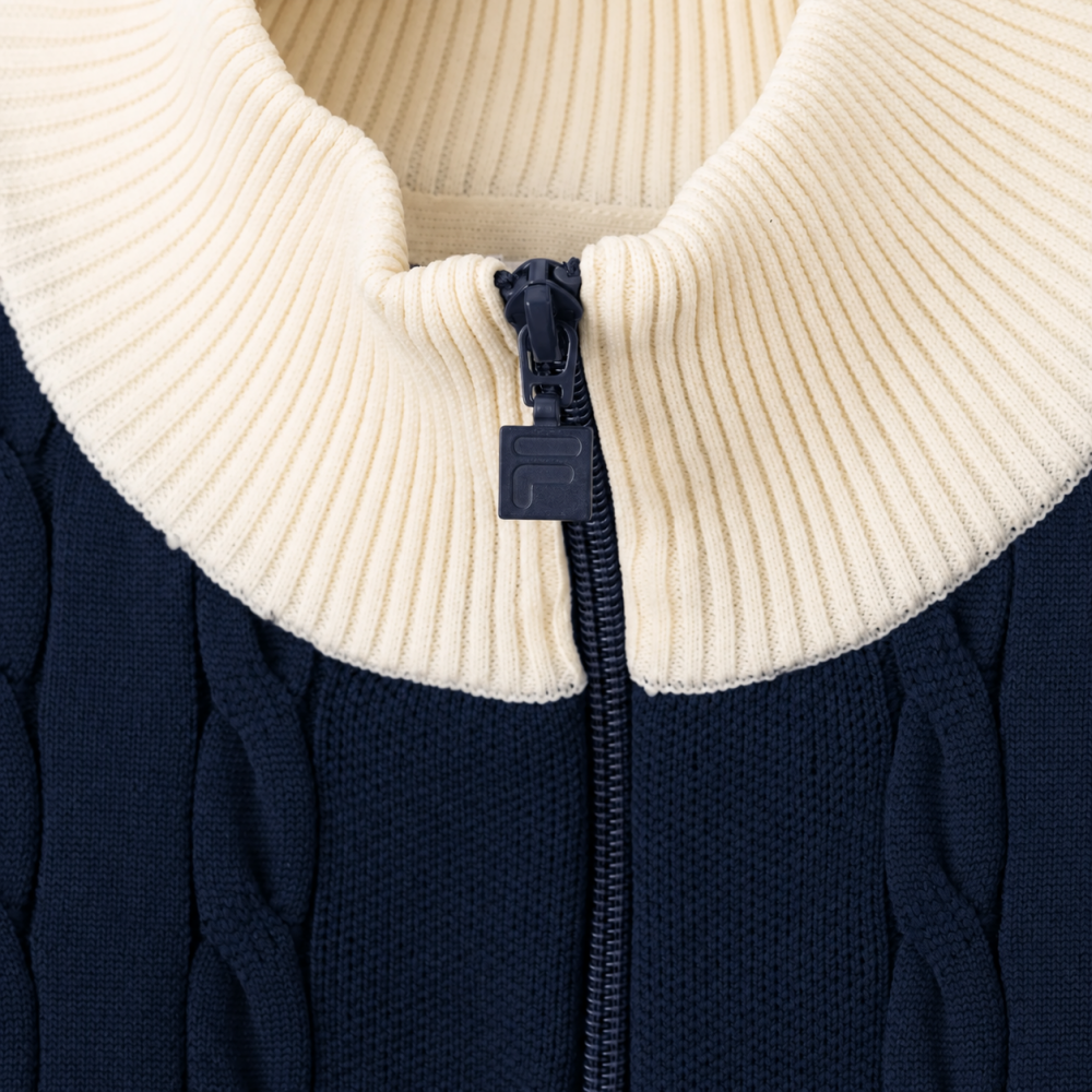 FILA CABLE KNIT TRACK TOP / ケーブルニット トラックトップ レディース  NAVY