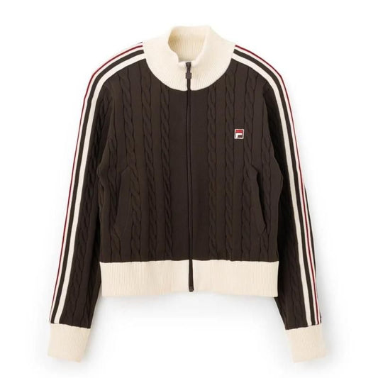 FILA CABLE KNIT TRACK TOP / ケーブルニット トラックトップ レディース  BROWN