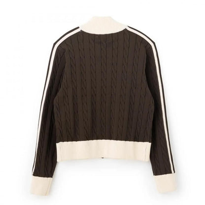 FILA CABLE KNIT TRACK TOP / ケーブルニット トラックトップ レディース  BROWN