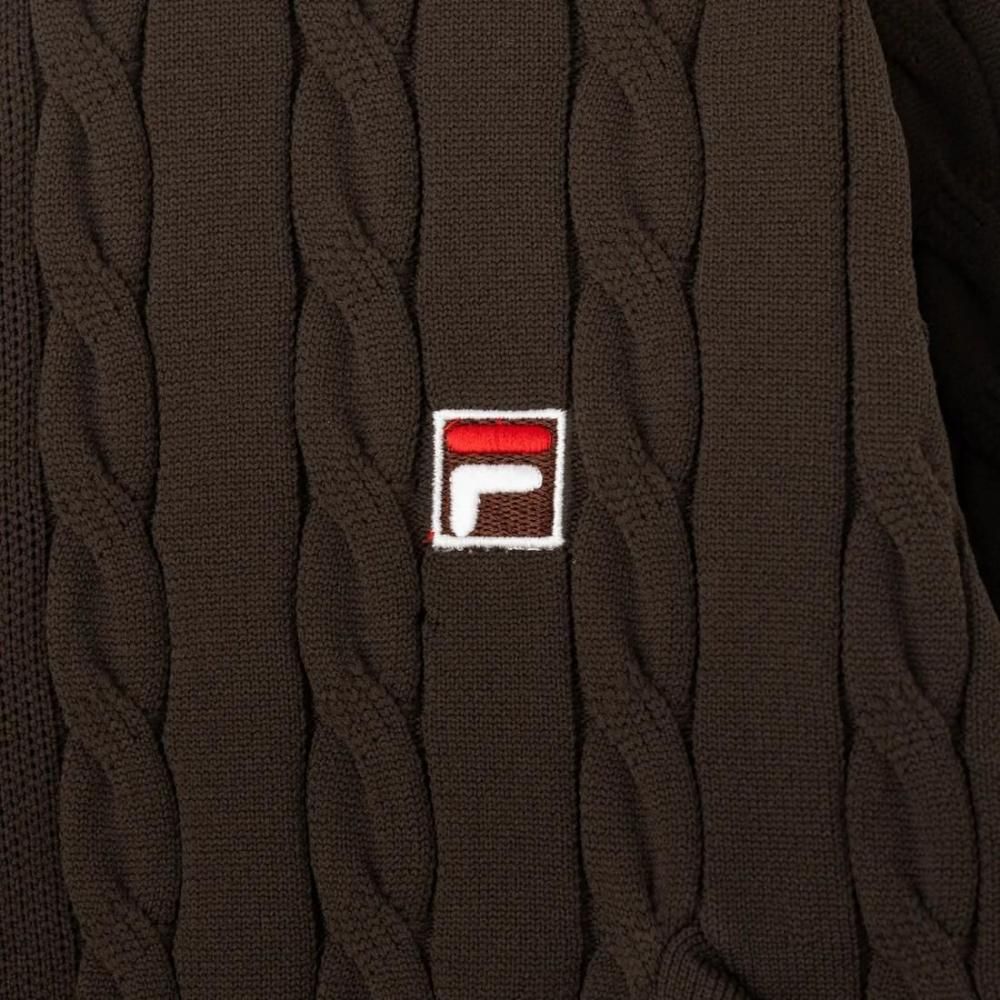 FILA CABLE KNIT TRACK TOP / ケーブルニット トラックトップ レディース  BROWN