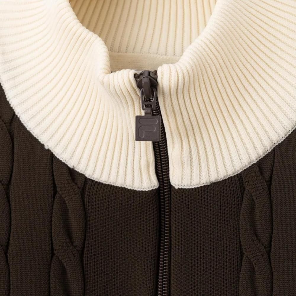 FILA CABLE KNIT TRACK TOP / ケーブルニット トラックトップ レディース  BROWN