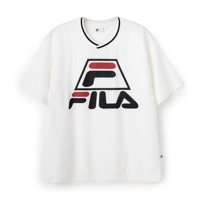 FILA BASKETBALL V-NECK SHIRT / バスケットボール ブイネックシャツ レディース WHITE