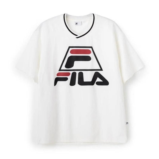 FILA BASKETBALL V-NECK SHIRT / バスケットボール ブイネックシャツ レディース WHITE