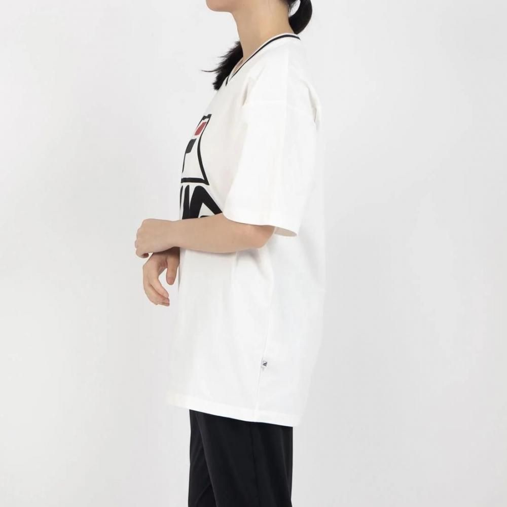 FILA BASKETBALL V-NECK SHIRT / バスケットボール ブイネックシャツ レディース WHITE