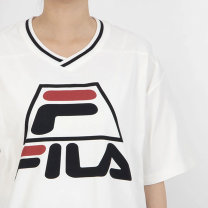 FILA BASKETBALL V-NECK SHIRT / バスケットボール ブイネックシャツ レディース WHITE