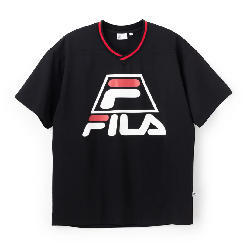 FILA BASKETBALL V-NECK SHIRT / バスケットボール ブイネックシャツ レディース BLACK