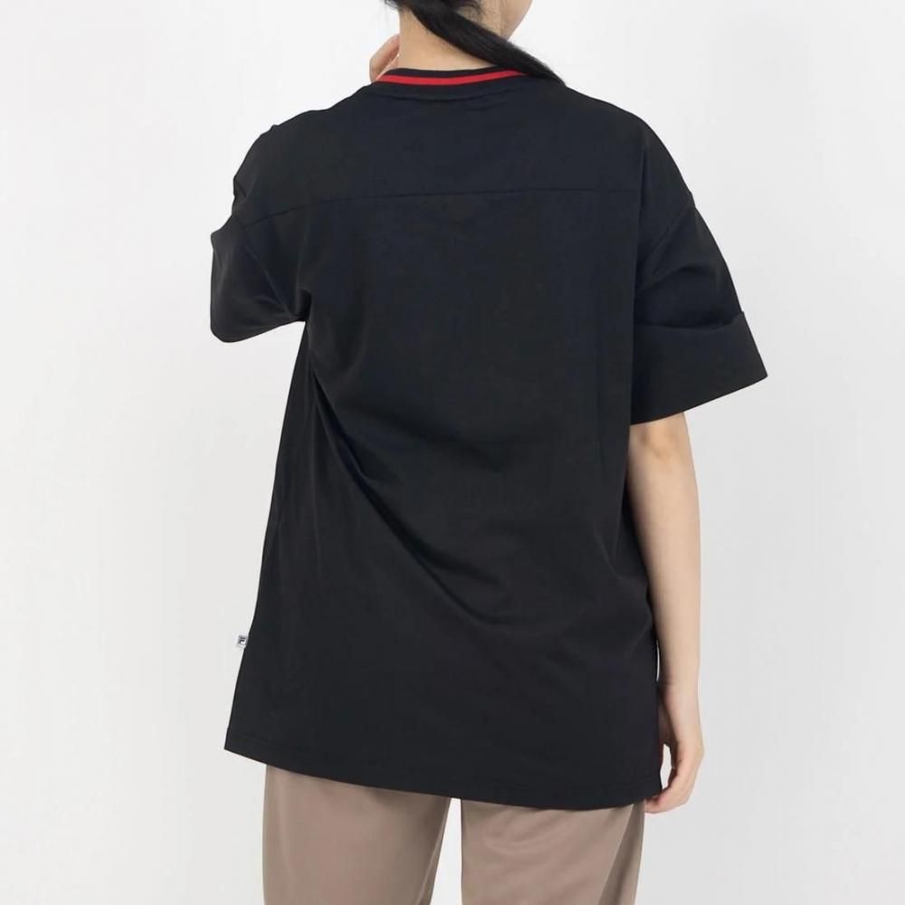 FILA BASKETBALL V-NECK SHIRT / バスケットボール ブイネックシャツ レディース BLACK