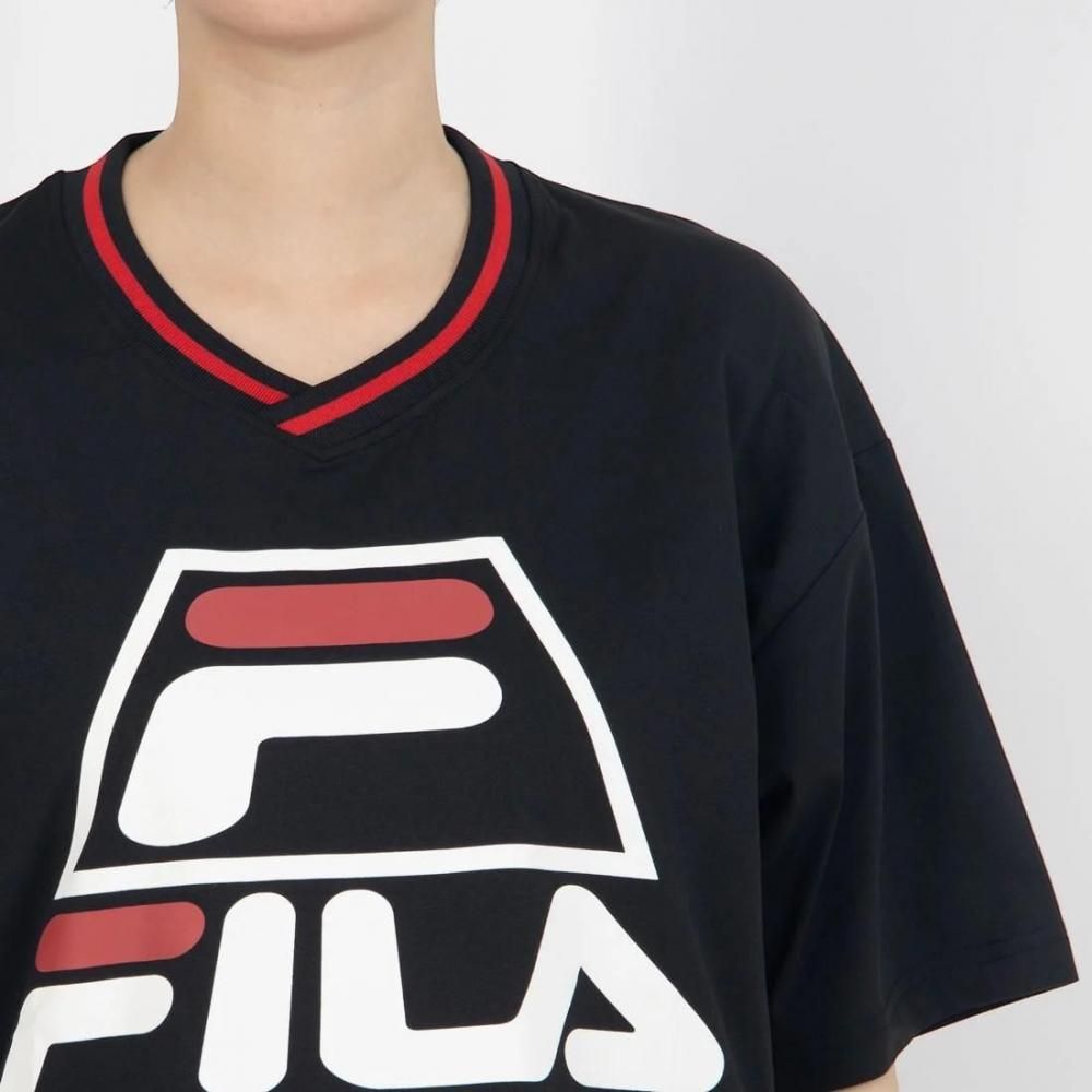 FILA BASKETBALL V-NECK SHIRT / バスケットボール ブイネックシャツ レディース BLACK