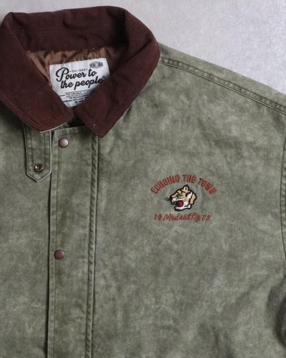 POWER TO THE PEOPLE 虎刺繍 ムラツイル中綿ジャケット Khaki