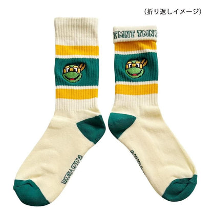 ティーンエイジ・ミュータント・ニンジャ・タートルズ カラフルラインソックス ミケランジェロ 顔 NJ1011J