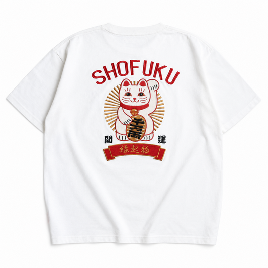 POWER TO THE PEOPLE MANEKINEKO 刺繍Tシャツ WHITE