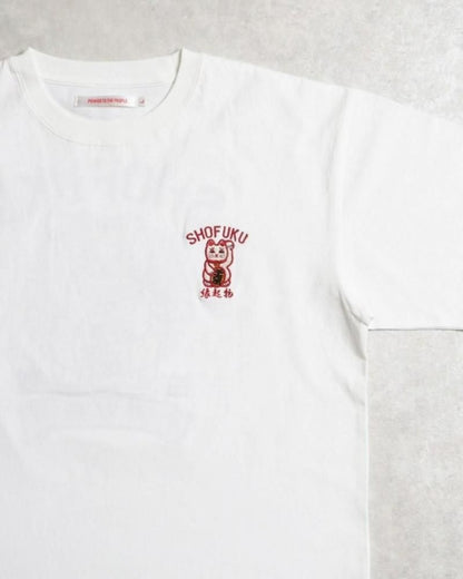 POWER TO THE PEOPLE MANEKINEKO 刺繍Tシャツ WHITE