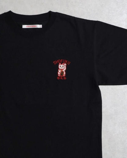 POWER TO THE PEOPLE MANEKINEKO 刺繍Tシャツ BLACK