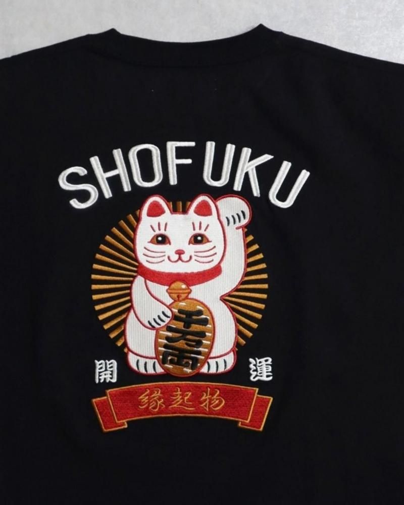 POWER TO THE PEOPLE MANEKINEKO 刺繍Tシャツ BLACK
