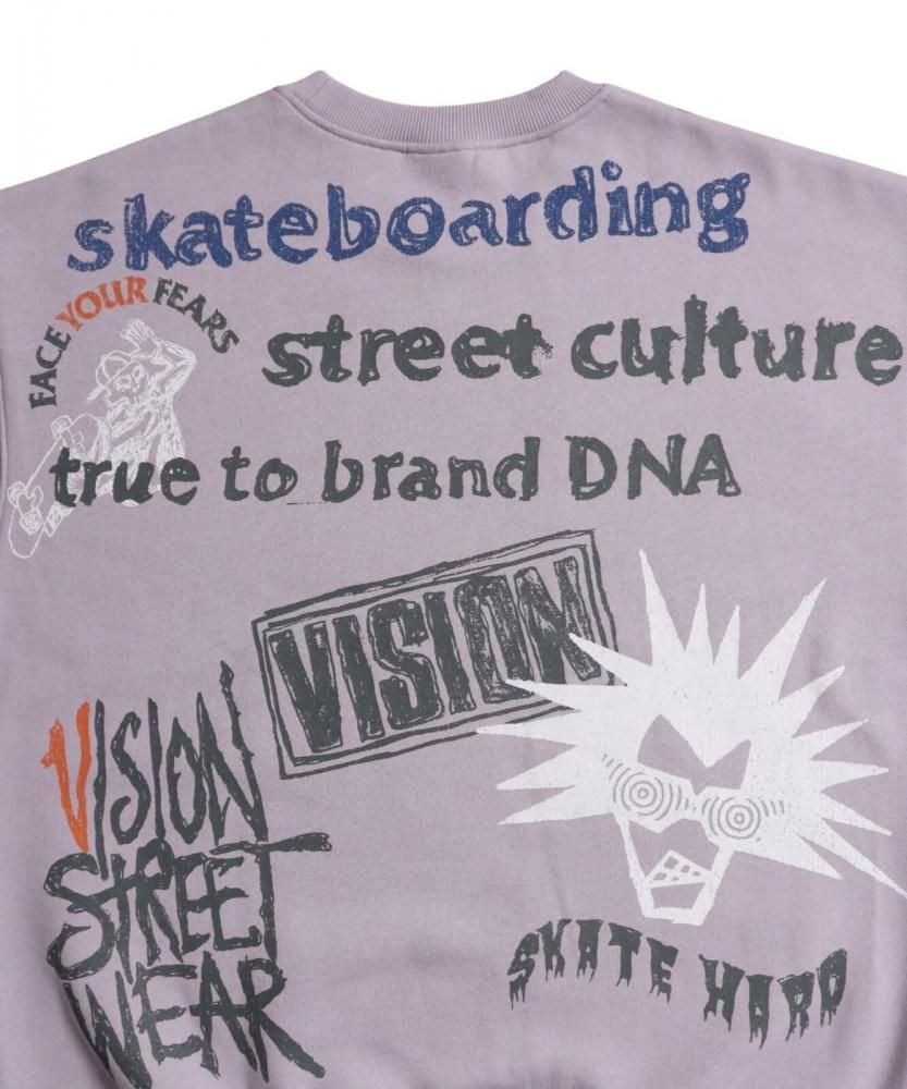 VISION STREET WEAR 裏起毛 ラクガキ総柄スウェット Purple