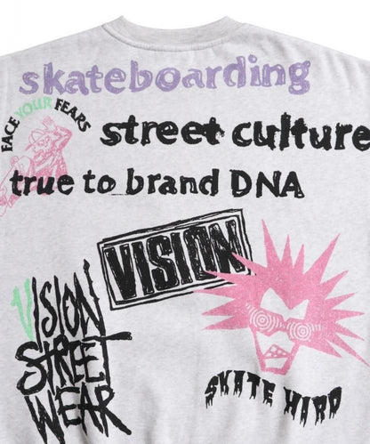VISION STREET WEAR 裏起毛 ラクガキ総柄スウェット Light Gray